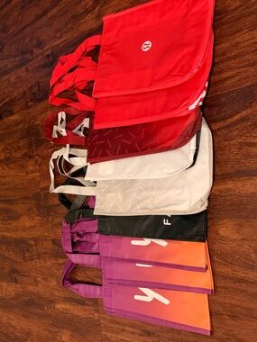 lululemon athletica Multi-Color Reusable Tote Lot - Red, Purple, Black, White